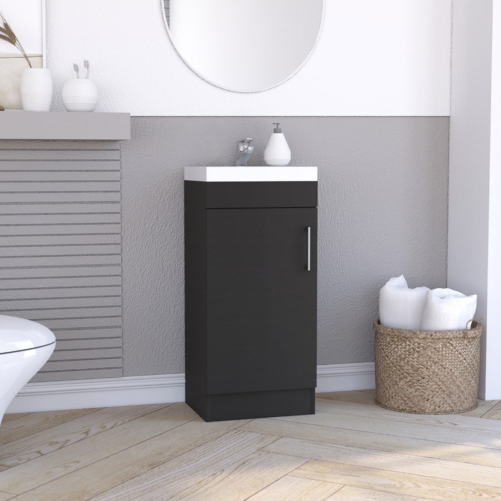 Tatayosi Bathroom Vanity Sink Metal Handle Single Door Cabinet -Black