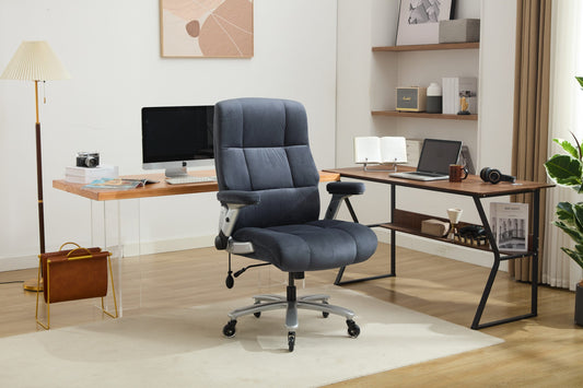 Tatayosi Big and Tall Office Chair 500lbs with Adjustable Lumbar Support; Fabric Executive Computer Chair with 2D Flip-up Armrests; Ergonomic Chair Quiet Rubber Wheels; Extra Wide Seat; Adjustable Headrest