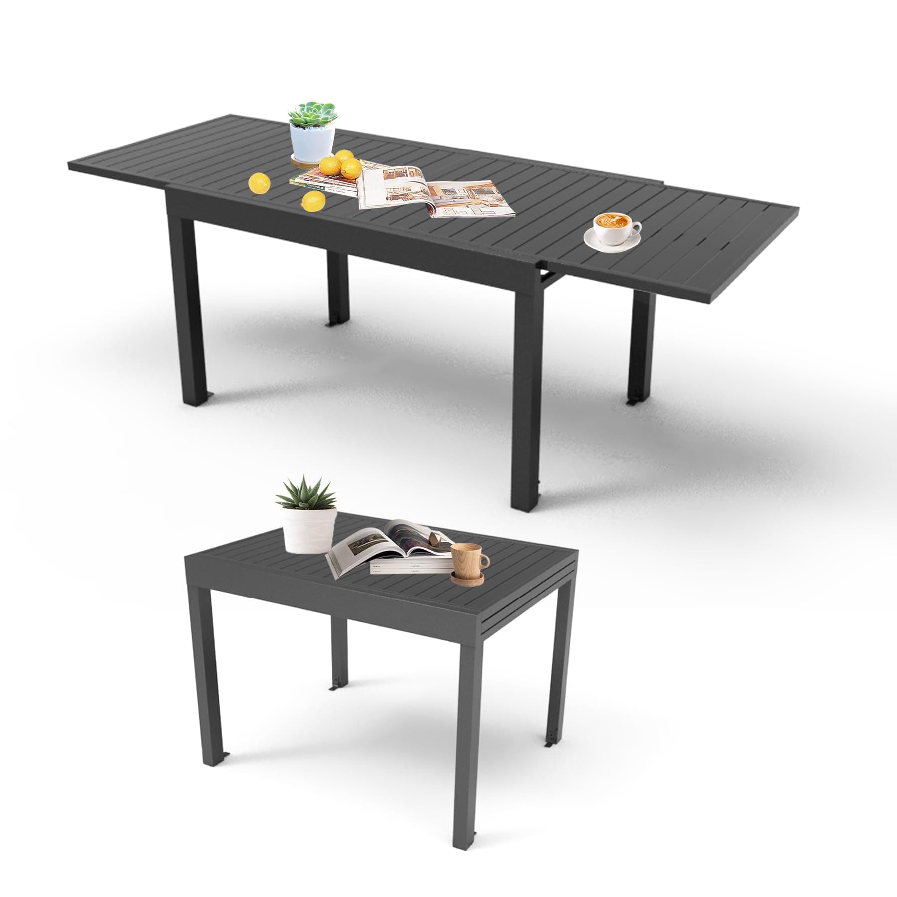 Sumyeg Rectangle Extendable Outdoor Dining Table 35.4-in W x 70.8-in L