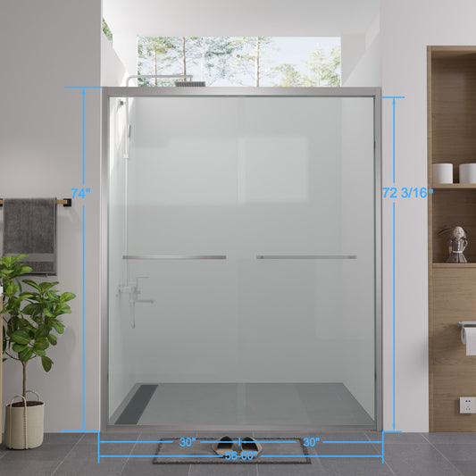 Forclover LUXE Track Sliding Shower Door Polished Chrome 56-in to 60-in W x 74-in H Framed Clear Glass Bypass Sliding Shower door