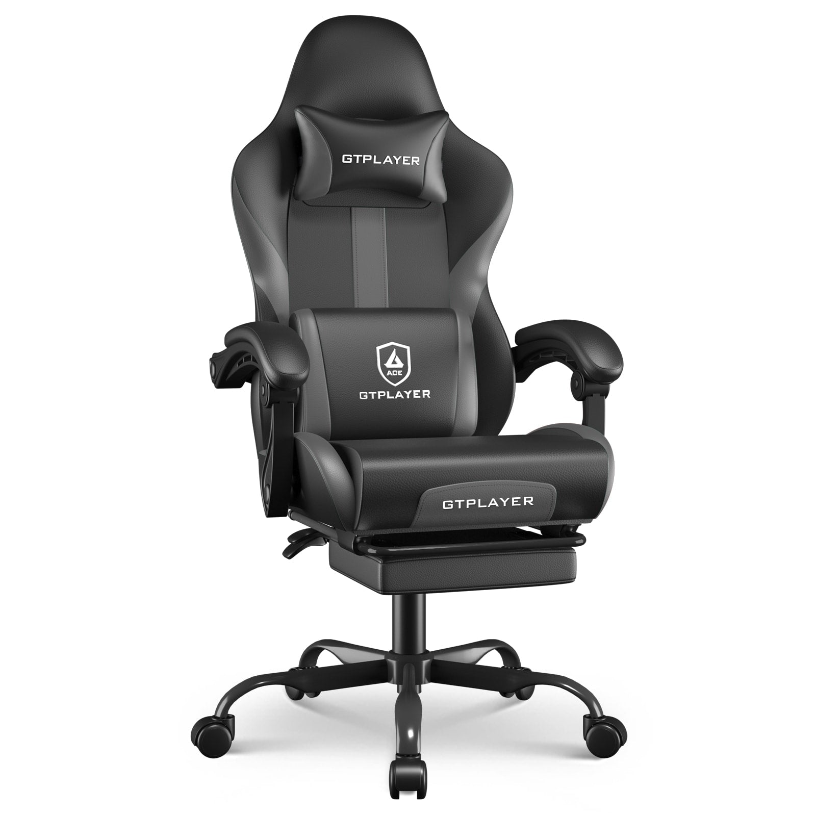 GTPLAYER Gray Ergonomic High Back Gaming Chair Faux Leather Computer Chair