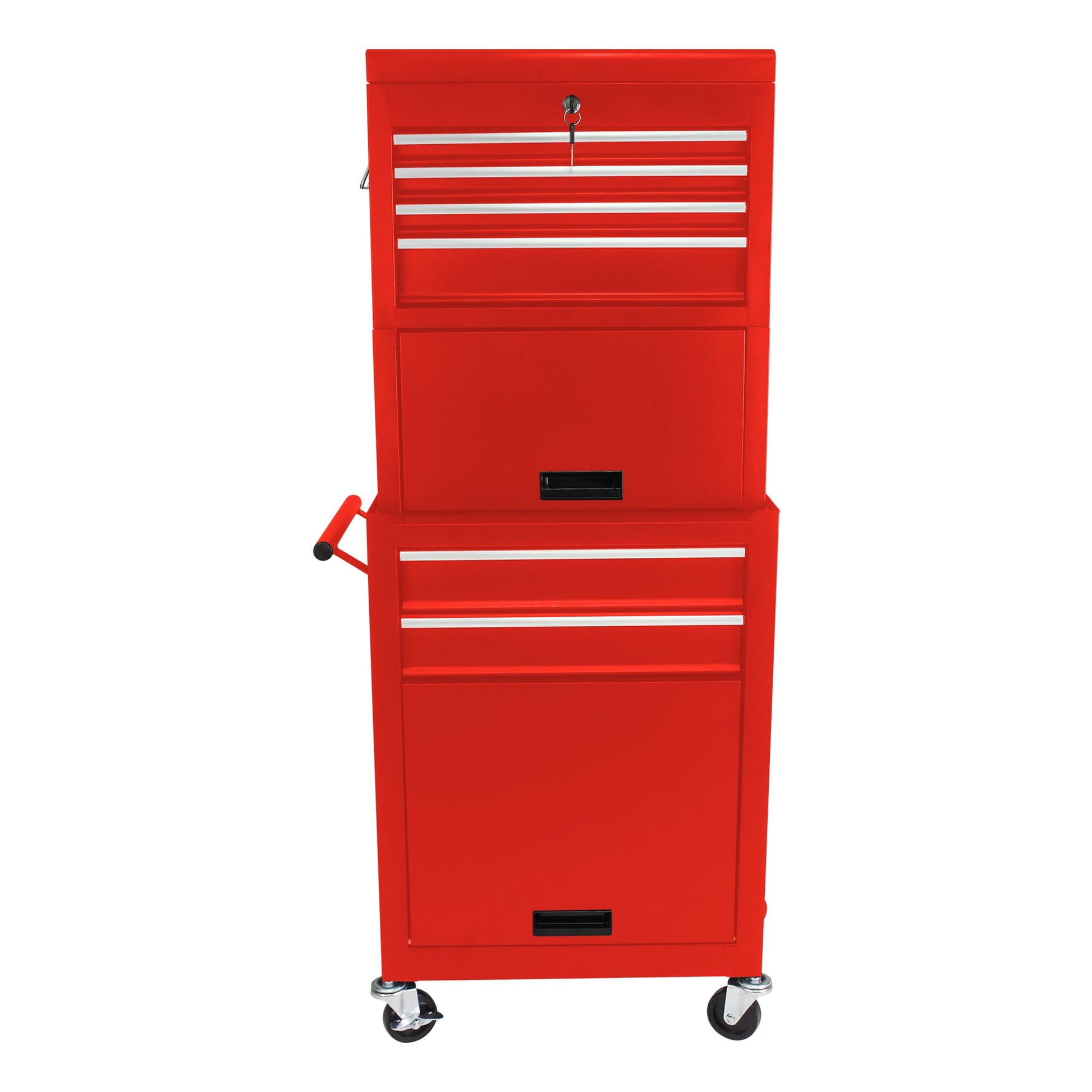 LOVMOR Tool Cabinet on Wheels 6-Drawer Lockable Rolling Tool Chest w/ 4 Universal Wheels 2 in 1 Detachable Tool Box Storage Organizer for Garage Workshop Repair ShopRED