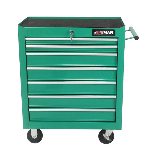 LOVMOR 7 DRAWERS MULTIFUNCTIONAL TOOL CART WITH WHEELS-GREEN