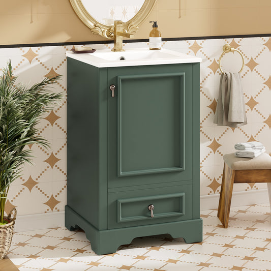 Dexmalle  20-in Green Undermount Single Sink Bathroom Vanity with White Ceramic Top