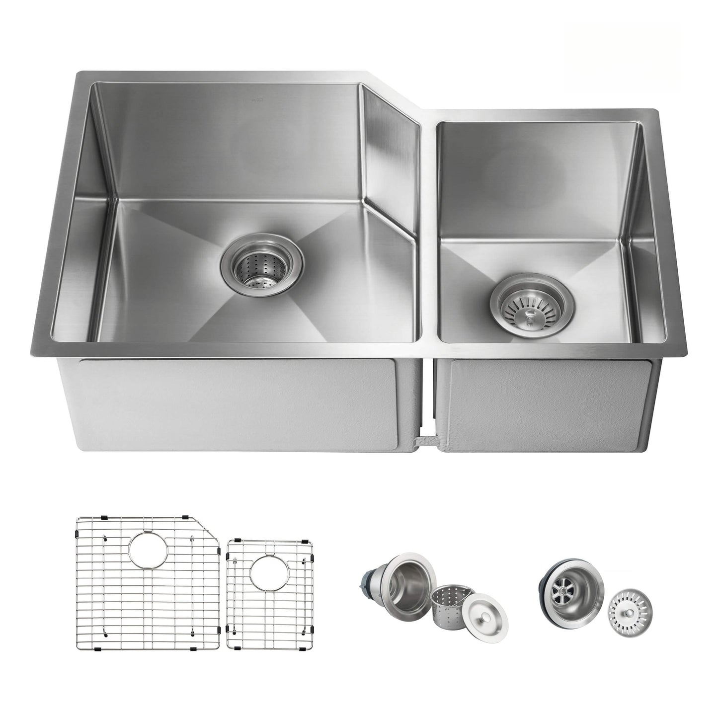 Innobule SINK Undermount 32-in x 20-in Stainless steel Double offset bowl Kitchen Sink