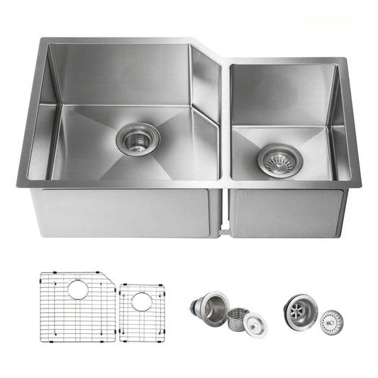 Innobule SINK Undermount 32-in x 20-in Stainless steel Double offset bowl Kitchen Sink