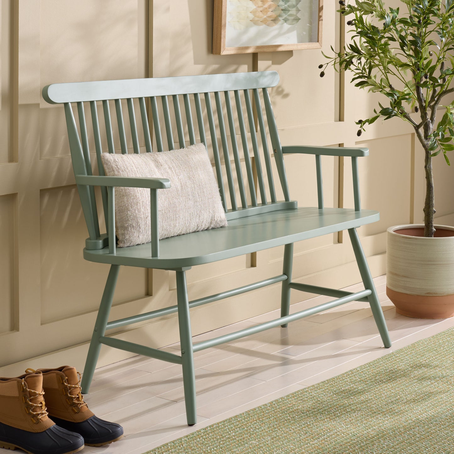 Safavieh Eton Mission/Shaker Sage Accent Bench 45.7-in x 20.3-in x 36.4-in