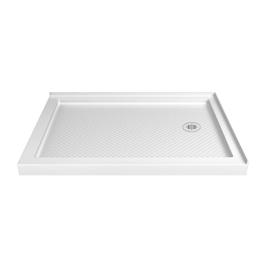 DreamLine SlimLine 32-in W x 48-in L Right White Double Threshold Rectangle Corner Shower Pan Base with 2.75-in H Threshold