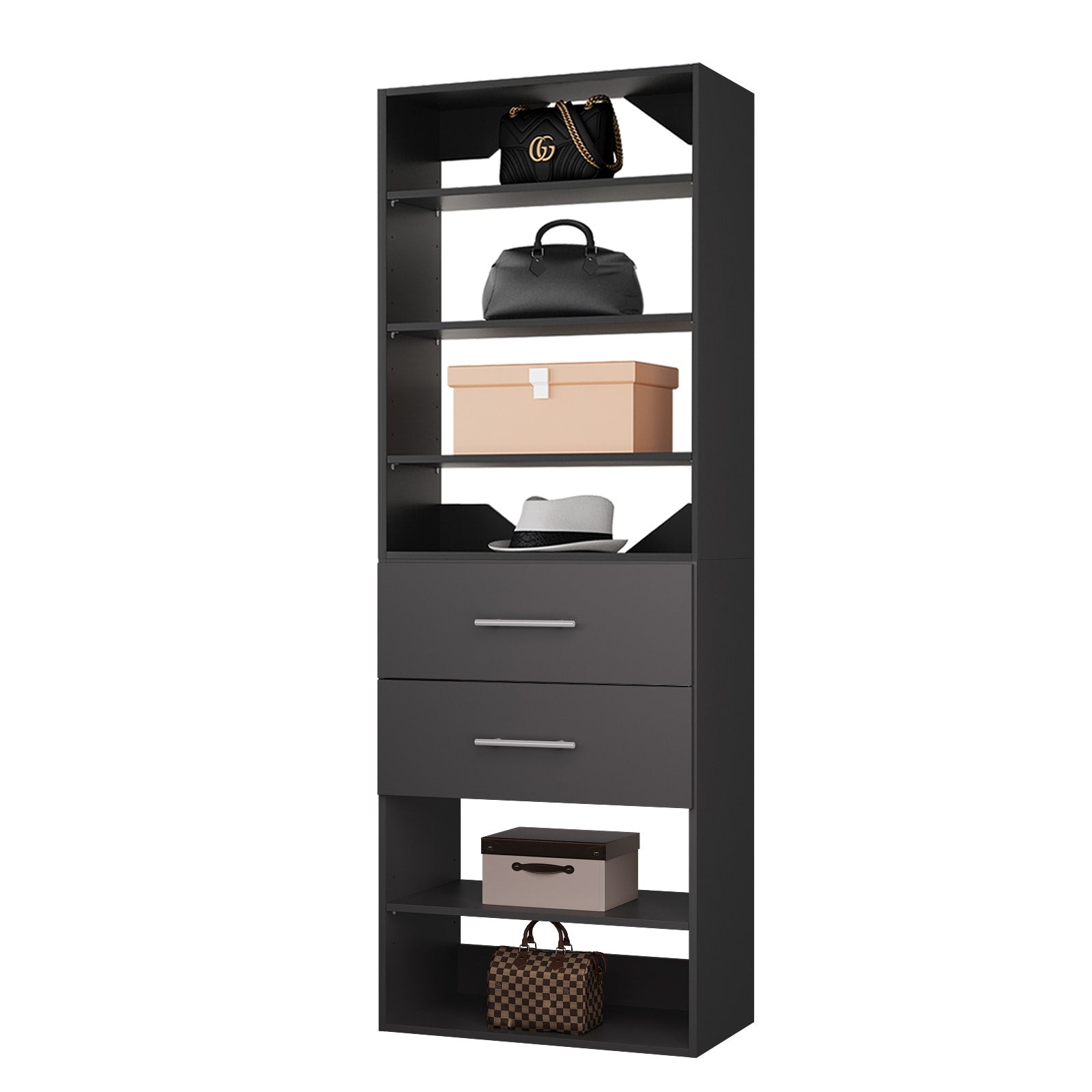 LOVMOR  19.5 in Black Modular Closet System Unit-Customizable Wall Mounted Walk-In Closets for Bedroom or Walk-in Closet