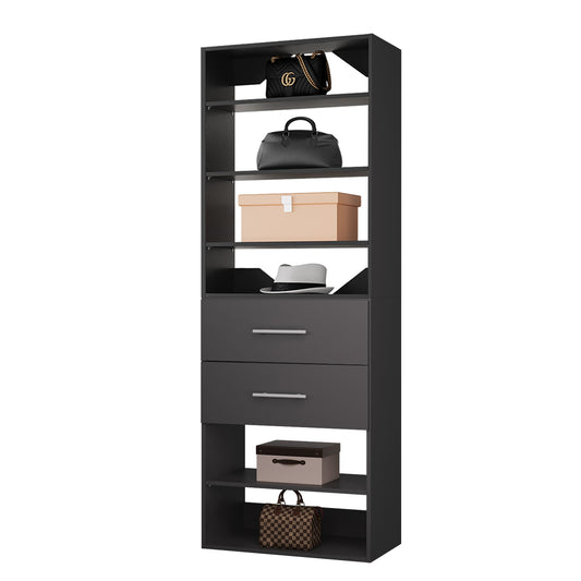 LOVMOR  19.5 in Black Modular Closet System Unit-Customizable Wall Mounted Walk-In Closets for Bedroom or Walk-in Closet