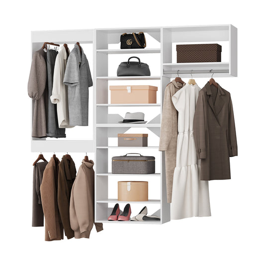 LOVMOR  60 in White Modular Closet System Unit-Customizable Wall Mounted Walk-In Closets for Bedroom or Walk-in Closet