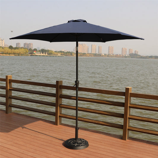 ToolCat 8.86-ft Steel Blue Crank Market Patio Umbrella with Base