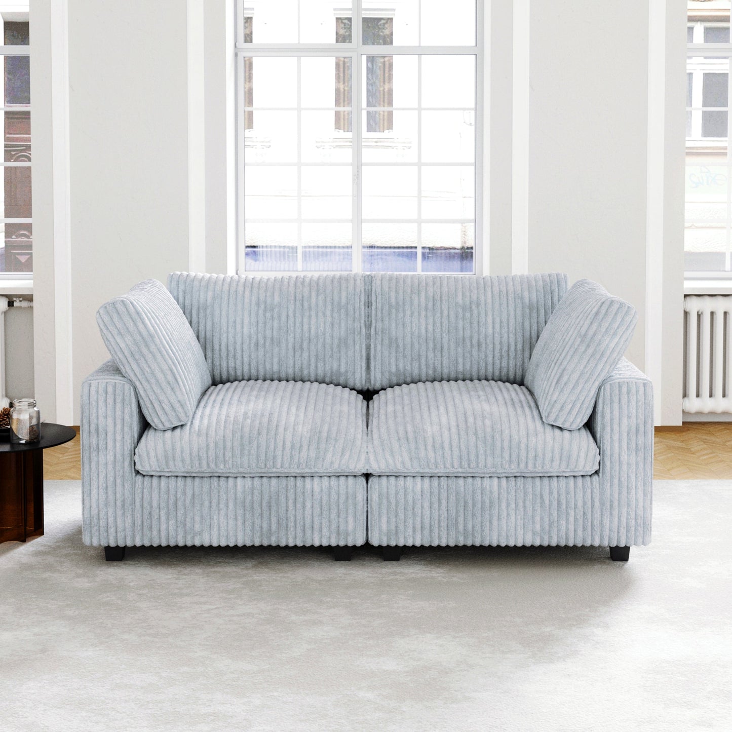 BuotiqHom 78.7-in W Modern Gray Velvet 2-seater Loveseat with Slipcover