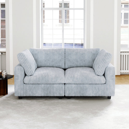 BuotiqHom 78.7-in W Modern Gray Velvet 2-seater Loveseat with Slipcover