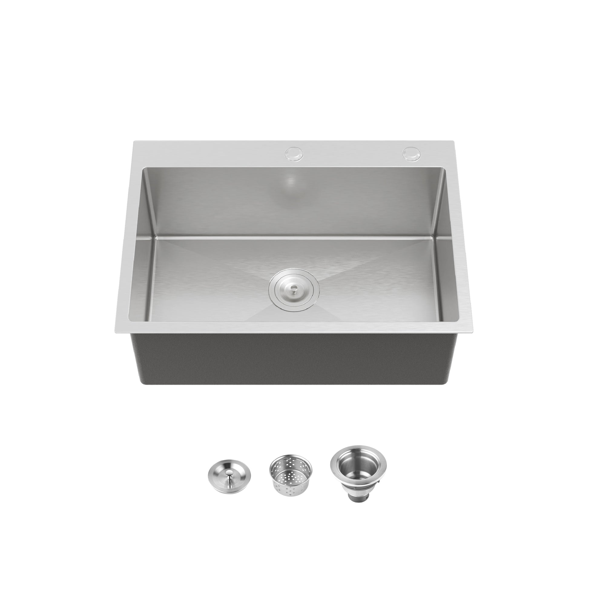 Tatayosi Stainless Steel Kitchen Sink 27 x19 inches Single Bowl Overmount Handmade Sink in Dark Gray with US Standard Drain and Hook