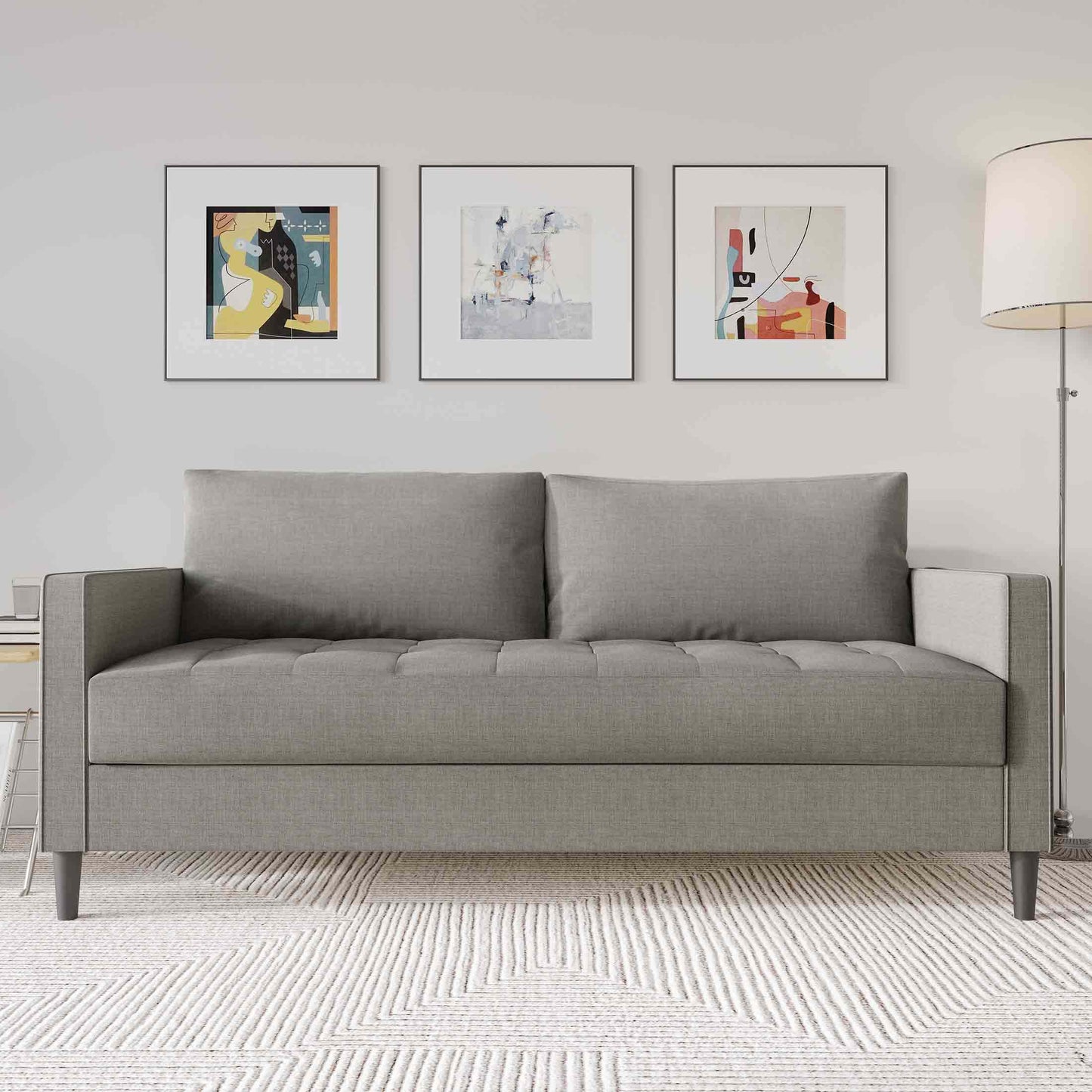 ChaletPosh 74.67-in W Modern Grey Linen 3-seater Sofa