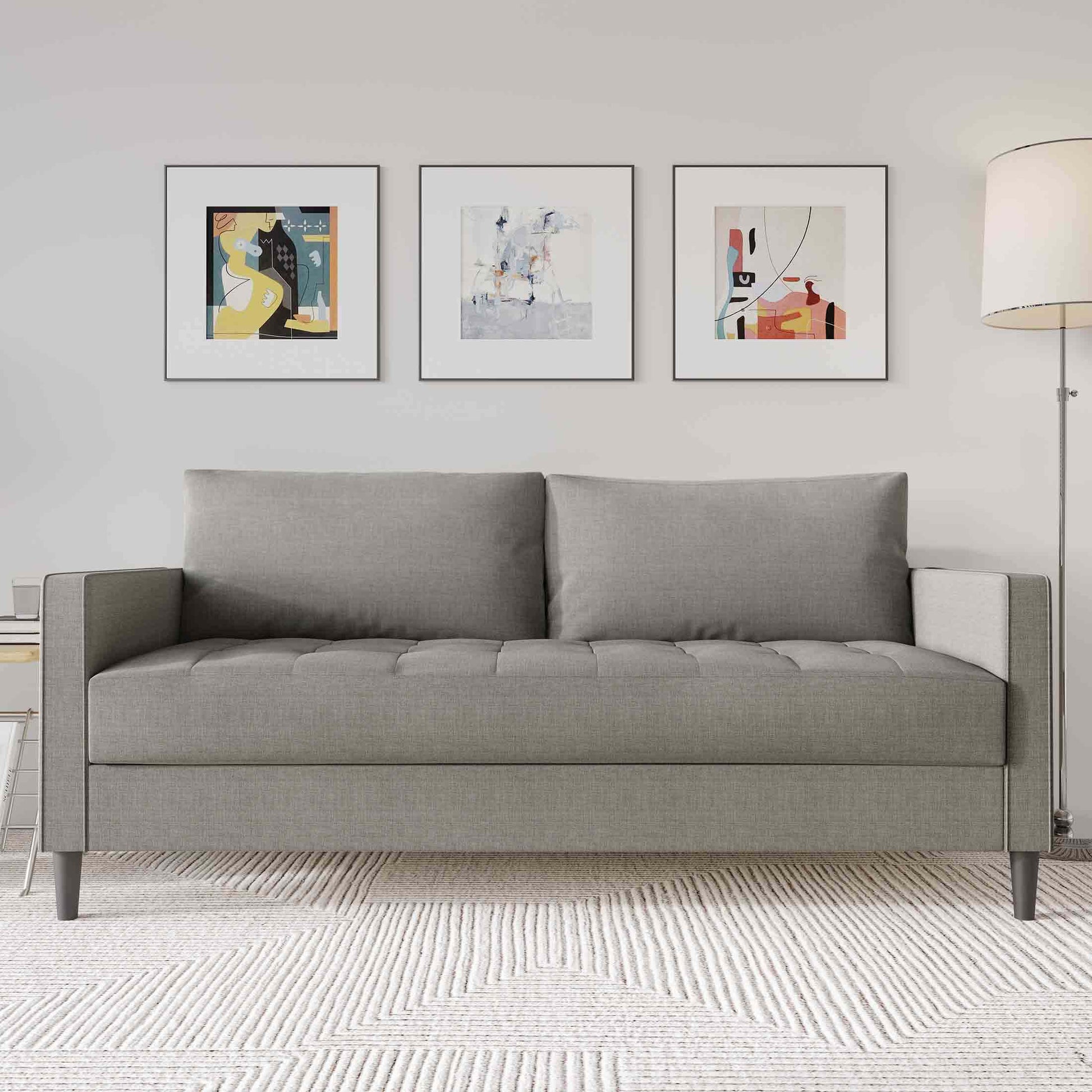 ChaletPosh 74.67-in W Modern Grey Linen 3-seater Sofa