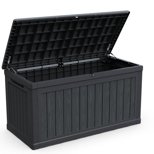 LOVMOR 230 Gallon Large Outdoor Storage XXL Deck Box for Patio Furniture Outdoor Cushions Garden Tools and Sports Equipment Waterproof Resin Lockable Black