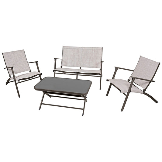 Four Seasons Courtyard  Novara 4 Piece Steel Folding Outdoor Conversation Set