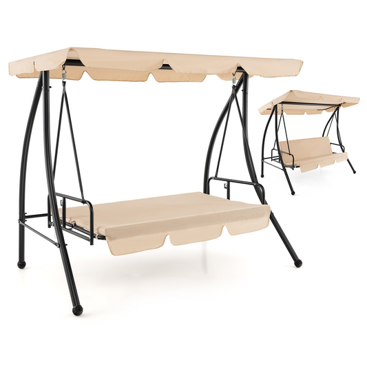 Mondawe 2 -person Beige Steel Outdoor Swing