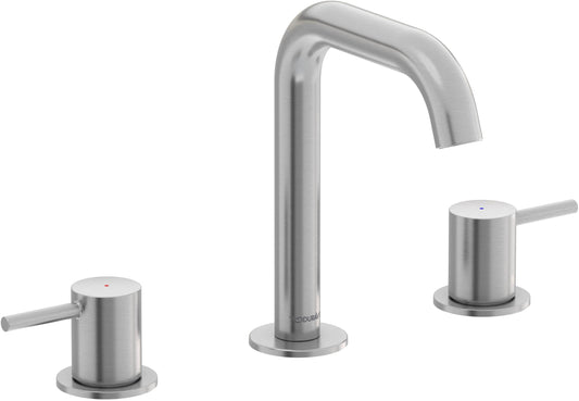 Duravit DuraCircle 8 in. Widespread Double Handle Bathroom Faucet with Drain Kit Included in Brushed Nickel
