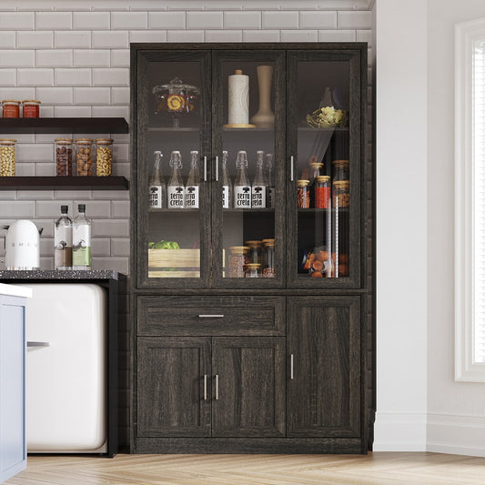 FUFU&GAGA Contemporary/Modern Gray Pantry with Wine Storage