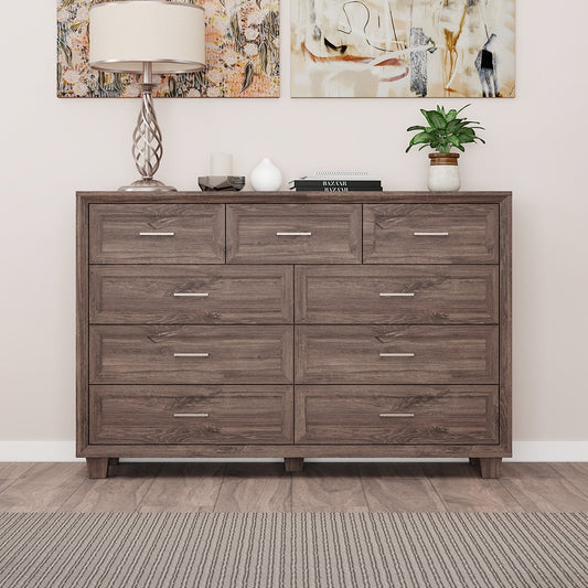 FUFU&GAGA Brown 9 -Drawer 60-in Standard dresser