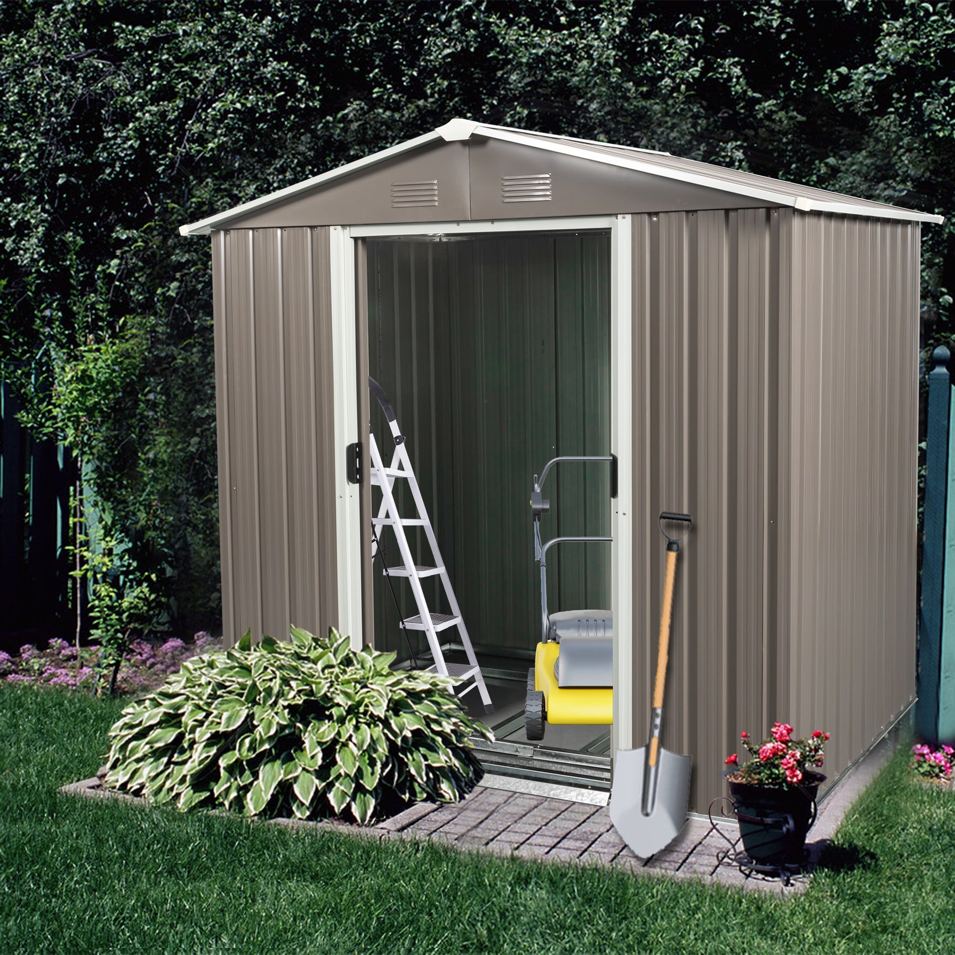 Tatayosi 6ft x 5ft Outdoor Metal Storage Shed gray