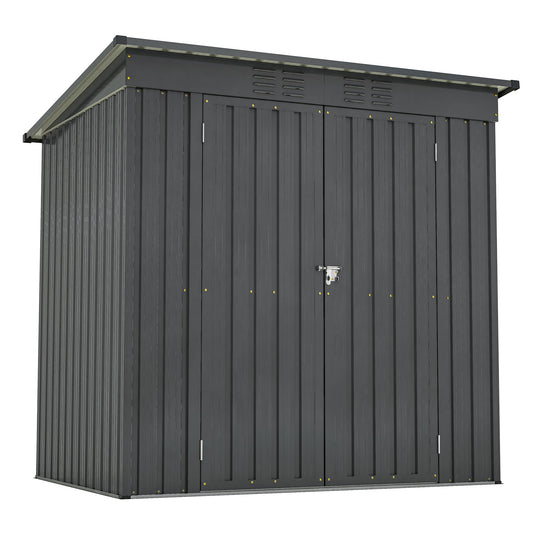 Tatayosi 6 x 4 ft Outdoor Storage Shed All Weather Tool Shed for Garden Backyard Lawn Black