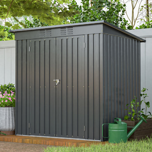 GDFStudio Maloa Steel Outdoor 6 x 4 ft Storage Shed-Black