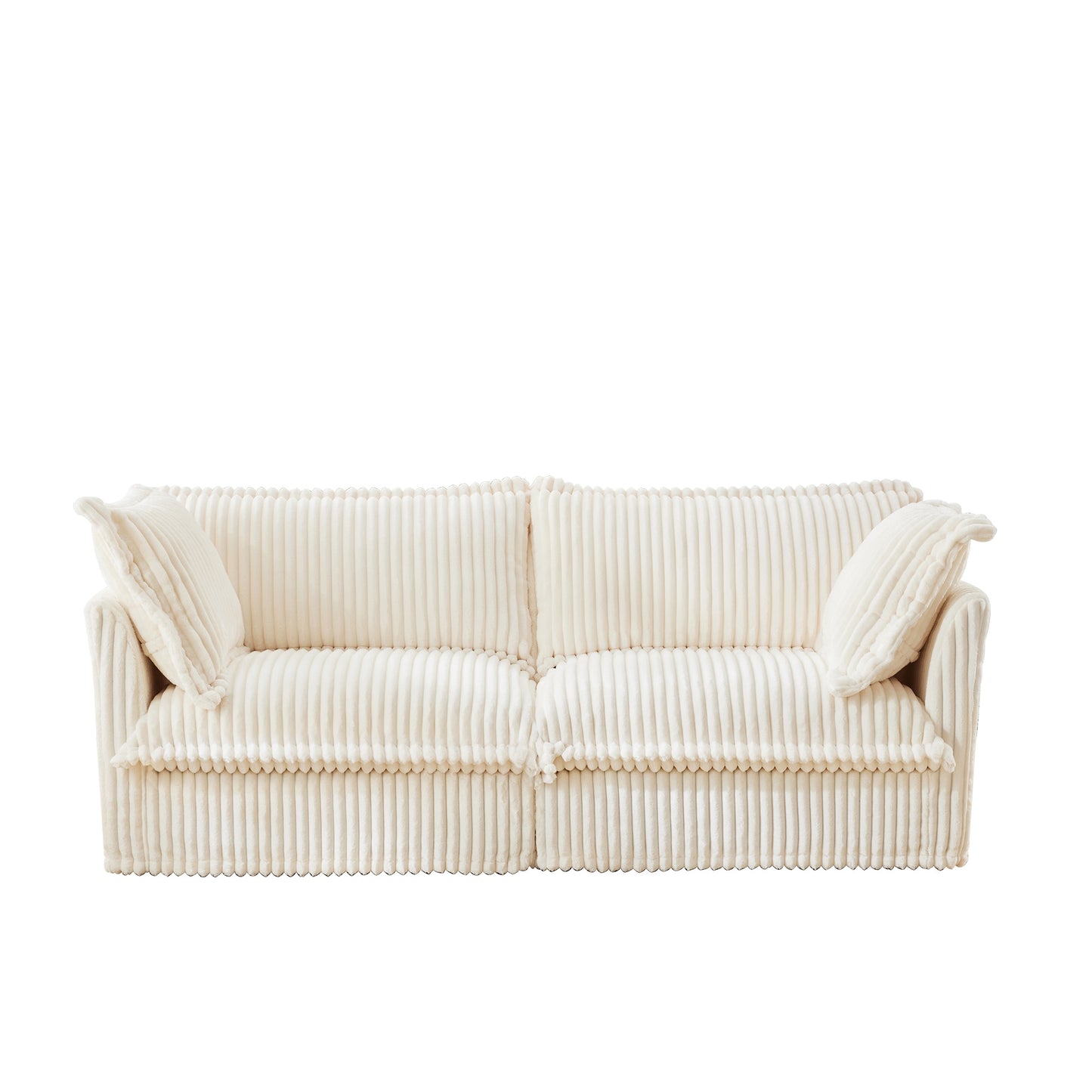 Bybafun 83.4-in W Modern Cream 2-seater Sectional