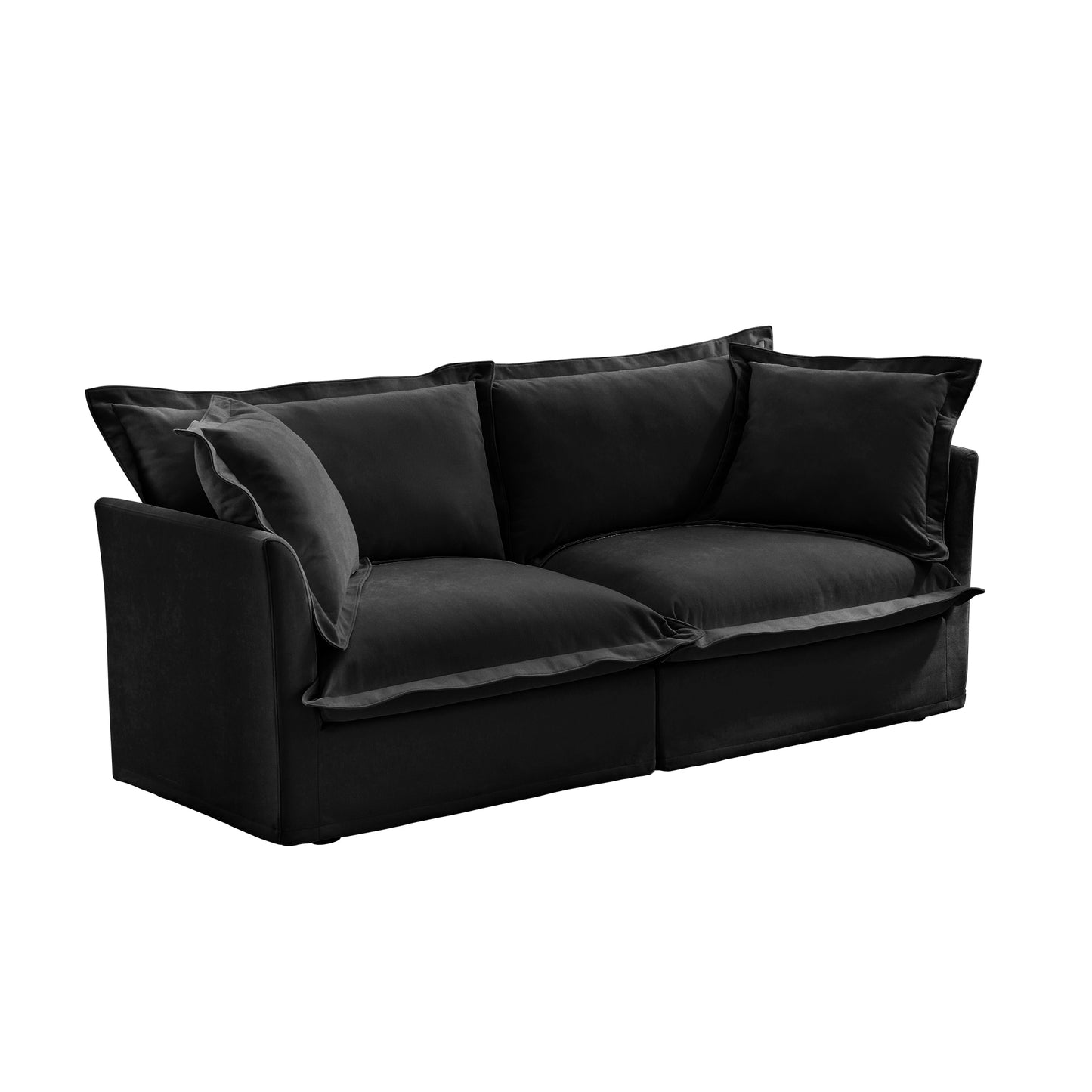Bybafun 83.4 W Modern Black Chenille 2-seater Sofa