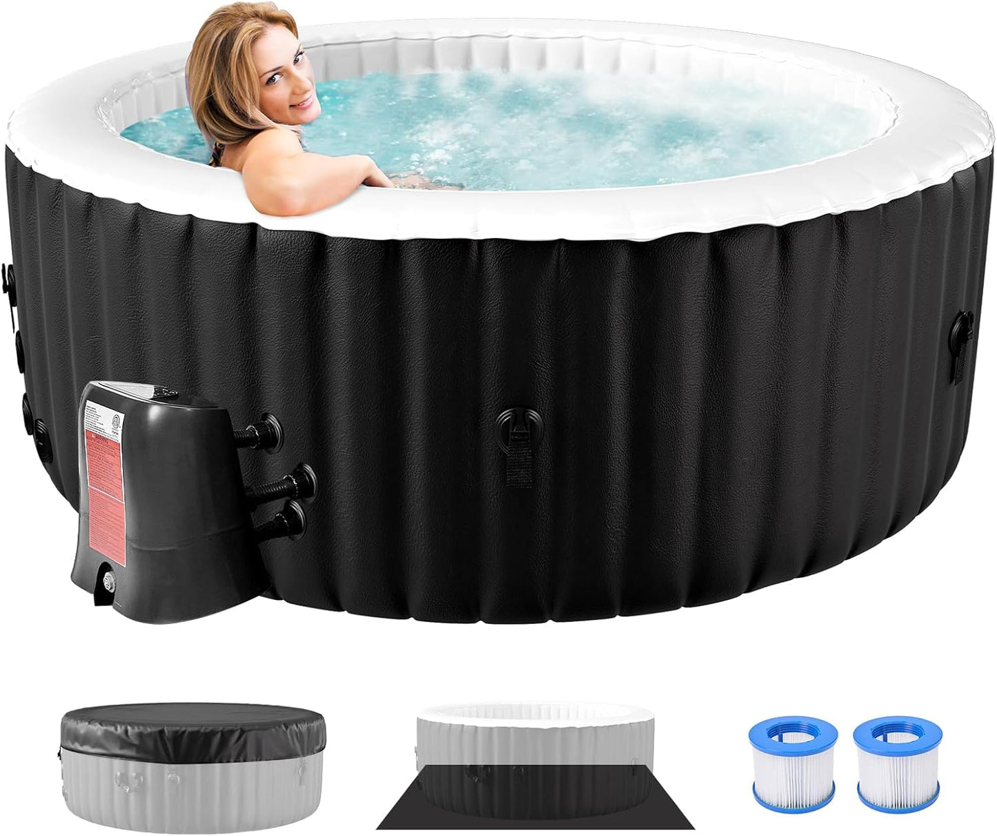 Esazn 1 Jet 4 -Person Inflatable Round Hot Tub (Cover Included)
