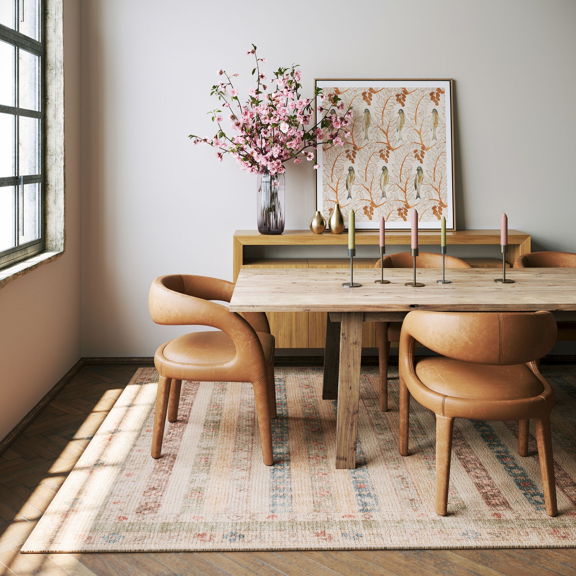 Rugs USA Padma Lakshmi Raji Hand-Tufted Multi-Stripe Wool-Blend Rug 6ft. x 9ft. Multicolor Area Rug