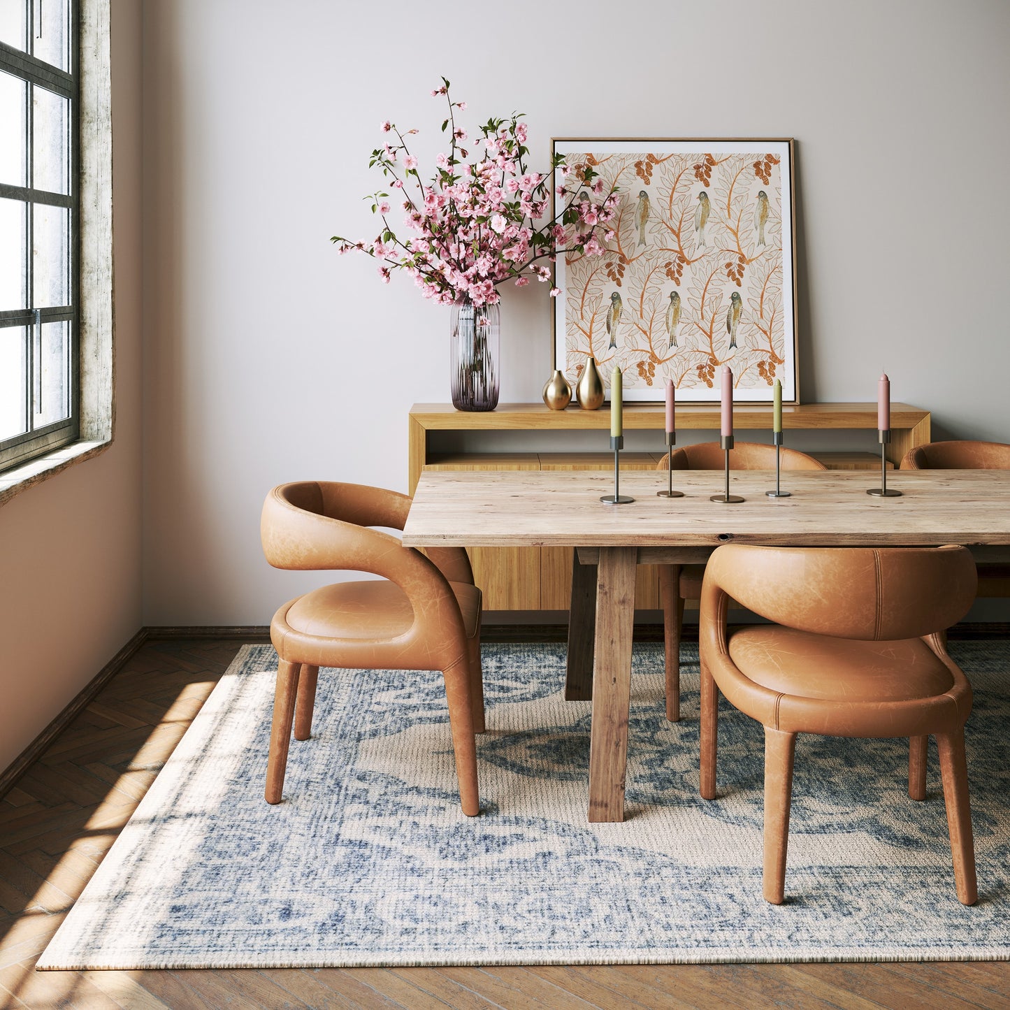 Rugs USA Padma Lakshmi Istanbul Hand-Tufted Ornate Border Wool-Blend Rug 5ft. x 8ft. Dark Blue Area Rug