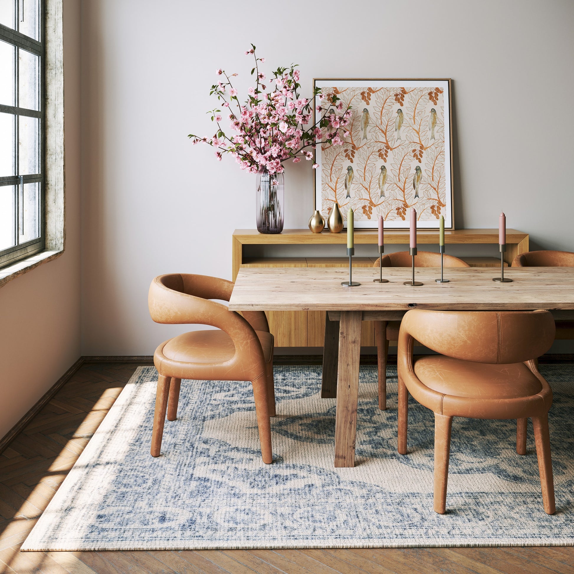 Rugs USA Padma Lakshmi Istanbul Hand-Tufted Ornate Border Wool-Blend Rug 5ft. x 8ft. Dark Blue Area Rug