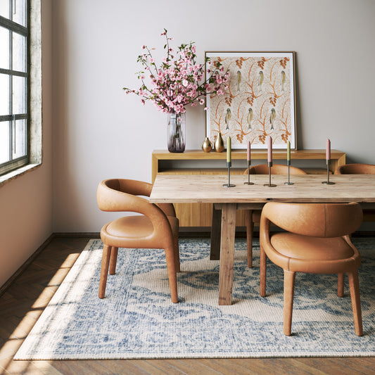 Rugs USA Padma Lakshmi Istanbul Hand-Tufted Ornate Border Wool-Blend Rug 5ft. x 8ft. Dark Blue Area Rug