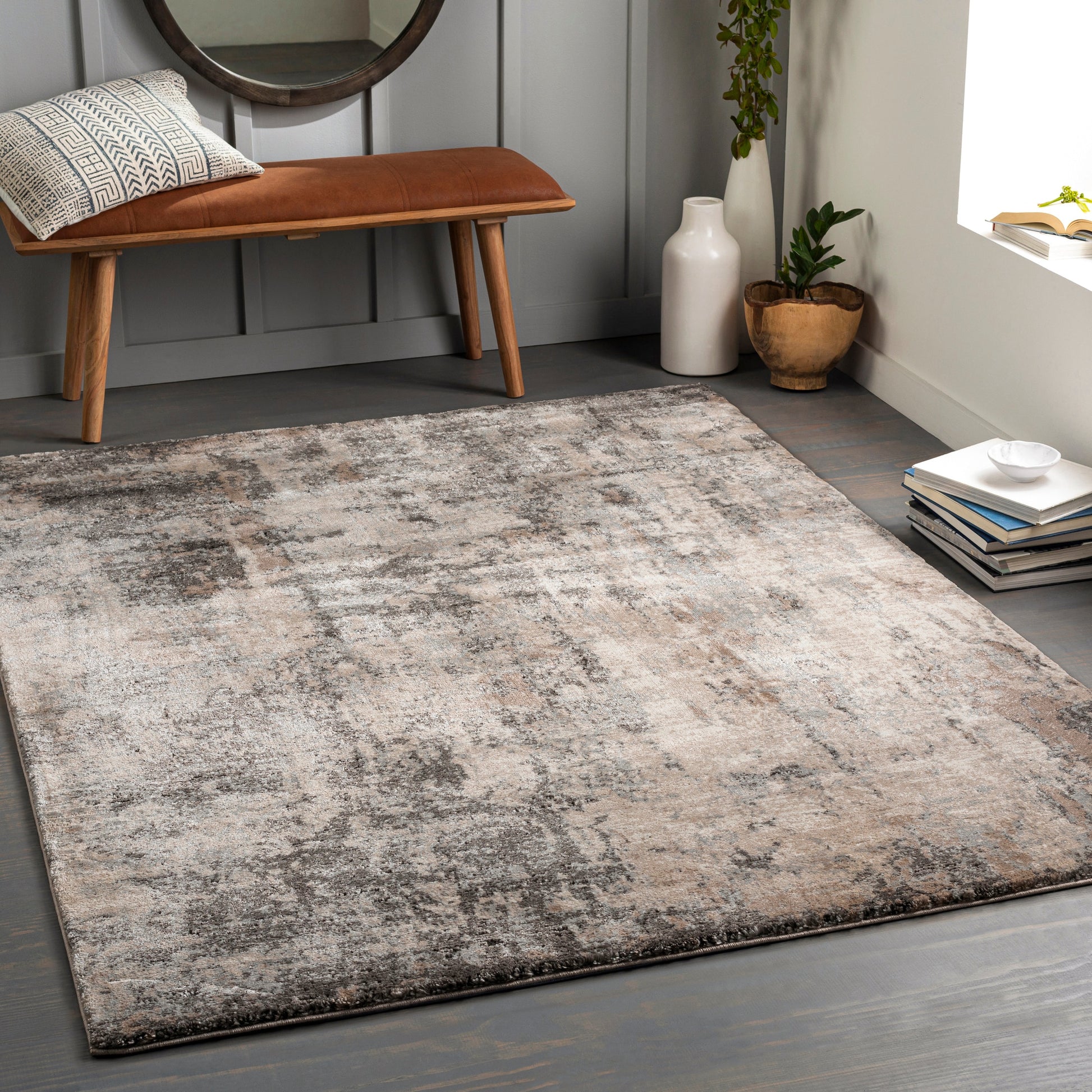 Livabliss Montana 7 x 9 (ft) Flatweave Polyester/Polypropylene Gray/Brown Rectangular Indoor Ombre Spot Clean Only Pet Friendly Area rug