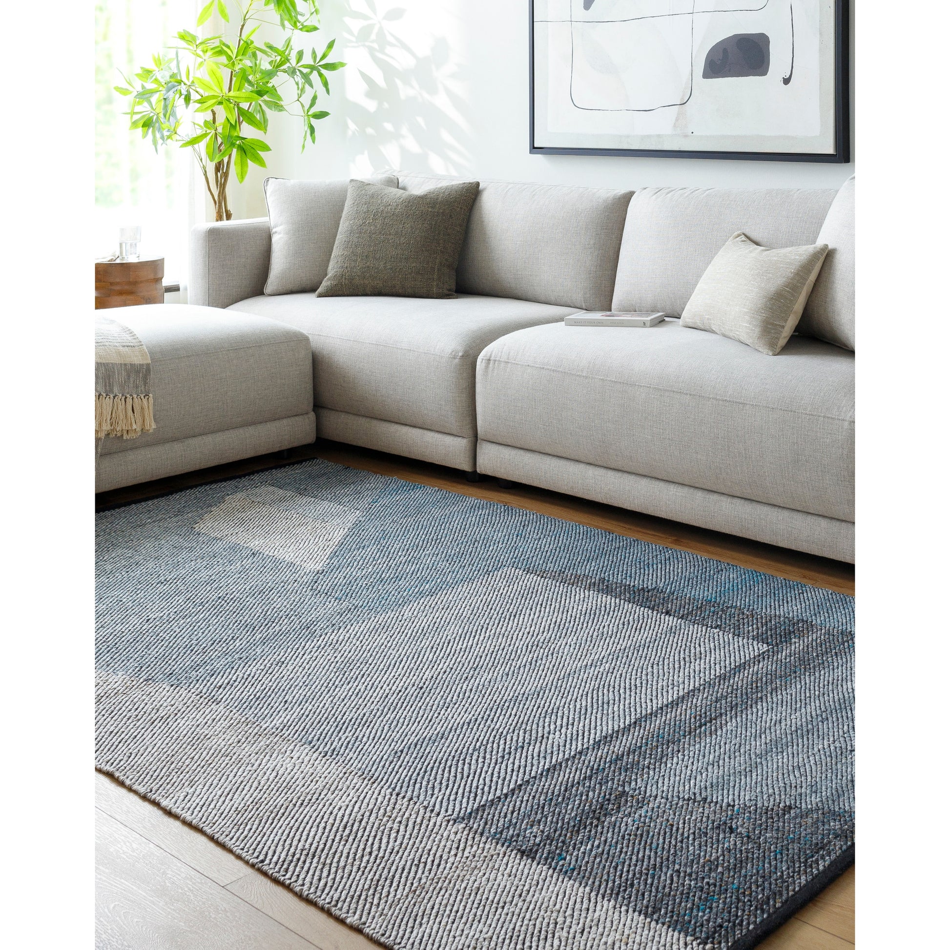 Livabliss Jocelyn 5 x 8 (ft) Flatweave Wool Blue/Black Rectangular Indoor Lodge Spot Clean Only Pet Friendly Area rug