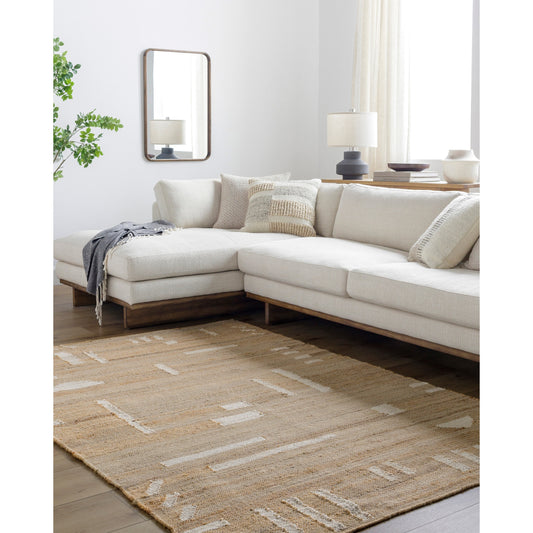 Livabliss Diane 5 x 8 (ft) Flatweave Jute Beige/White Rectangular Indoor Abstract Bohemian/Eclectic Spot Clean Only Pet Friendly Area rug