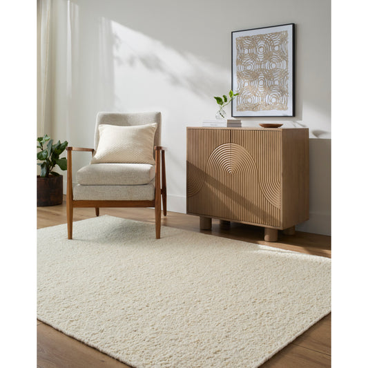 Livabliss Leman 4 x 6 (ft) Flatweave Wool Cream Rectangular Indoor Solid Bohemian/Eclectic Spot Clean Only Pet Friendly Area rug