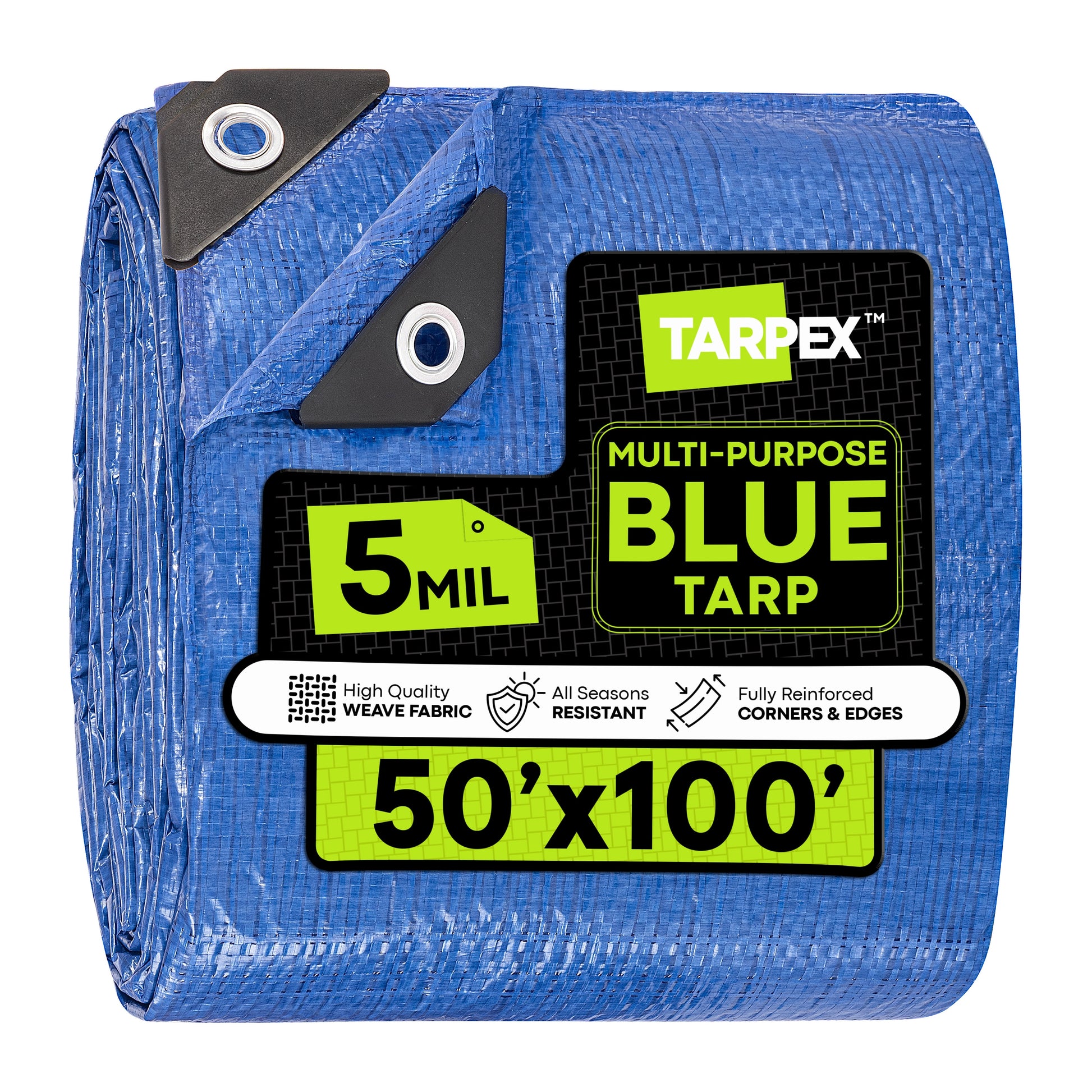 Tarpex 50-ft x 100-ft Blue Water resistant Commercial Polyethylene 5-mil Tarp