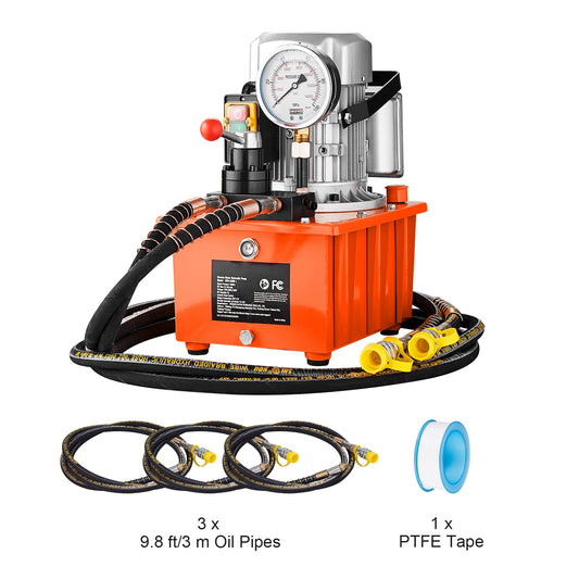 VEVOR Electric Hydraulic Pump  10000 PSI 750W 110V  488 inÂ³/8L Capacity  Double Acting Manual Valve  Electric Driven Hydraulic Pump Power Pack Unit with Lever Switch for Punching/Bending/Jack Machines