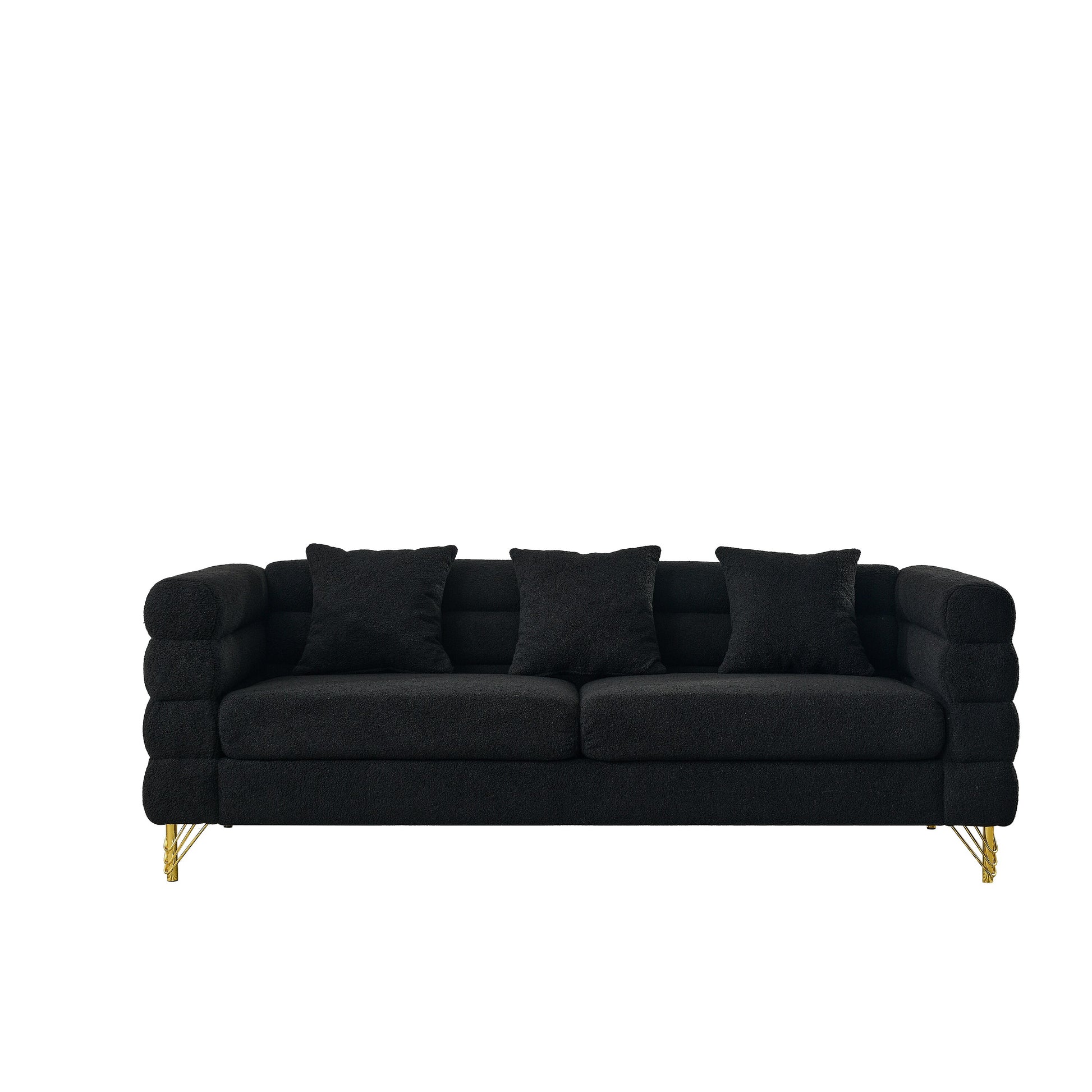 Bybafun 81-in W Modern Black 3-seater Sectional