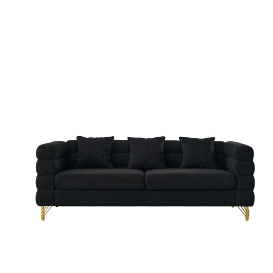 Bybafun 81-in W Modern Black 3-seater Sectional