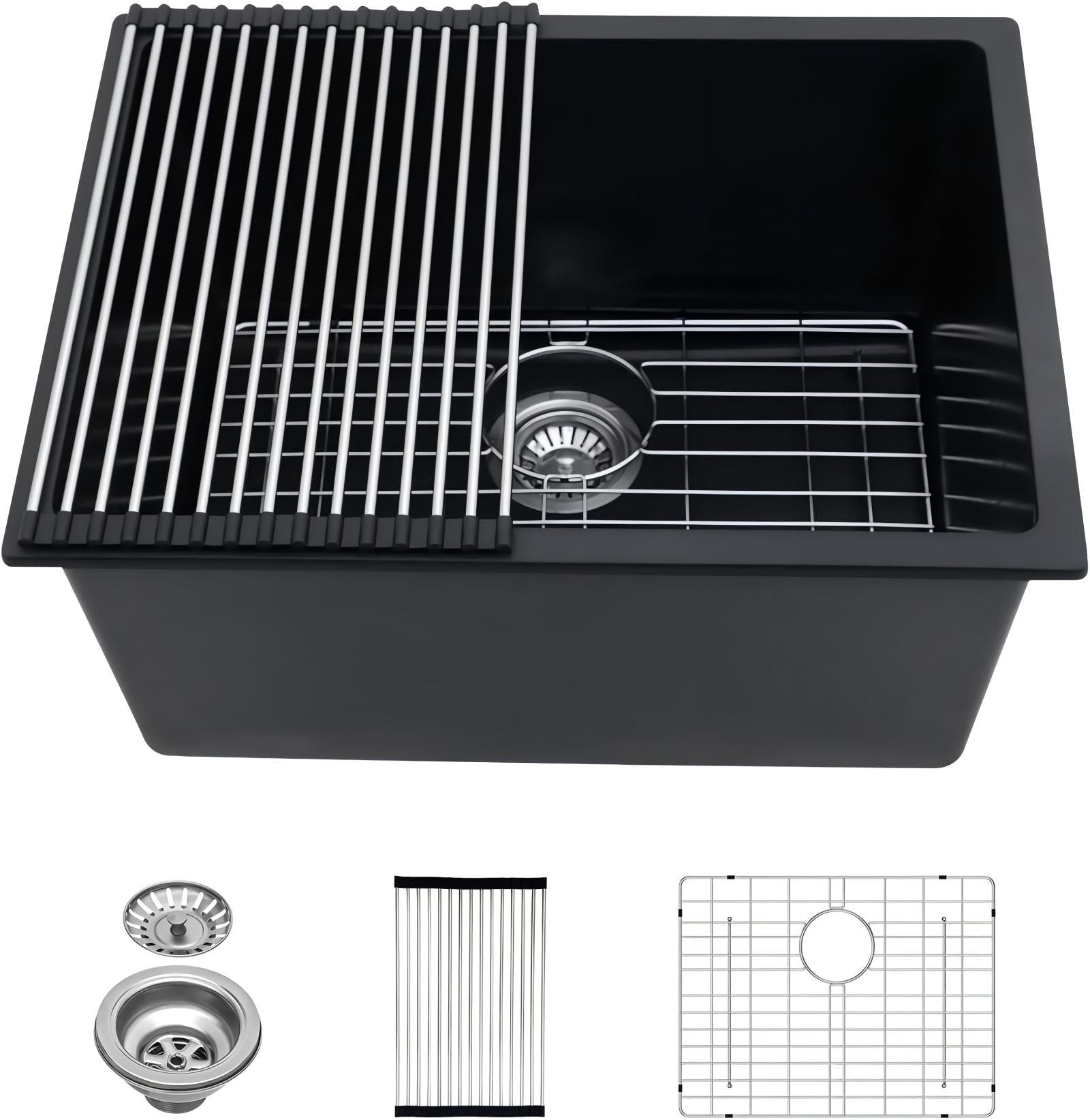 Lordear Undermount 24-in x 18-in Quartz Single bowl Kitchen Sink