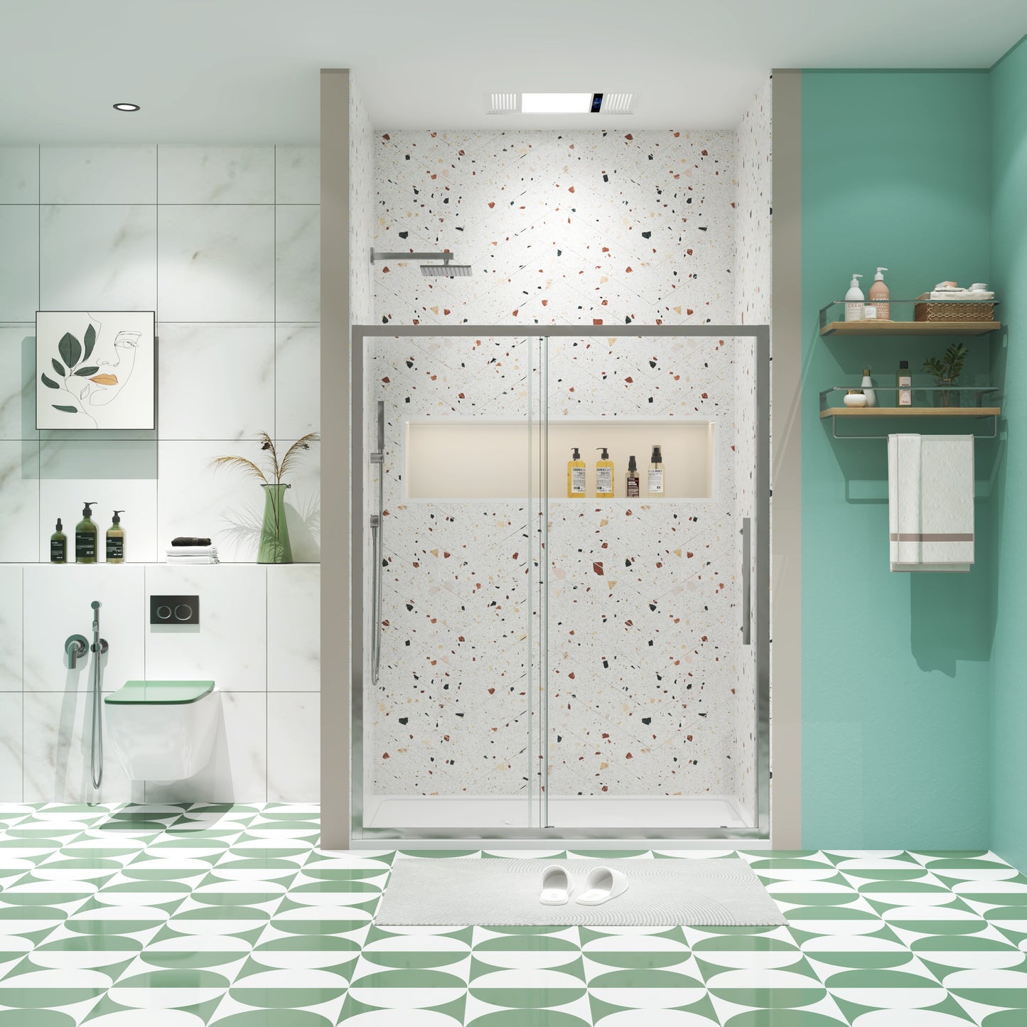 LOVMOR 56 60W x 72H sliding shower door sliding door with 1 4 tempered glass and Polished Chrome finish 6072