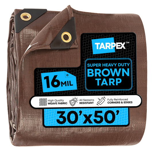Tarpex 30-ft x 50-ft Brown Waterproof Commercial Polyethylene 16-mil Tarp