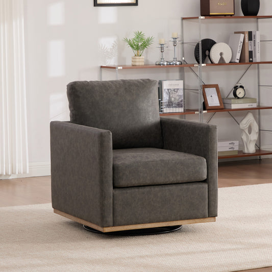 Aortzio 30.7-in W Modern GRAY Faux leather Swivel Accent Armchair