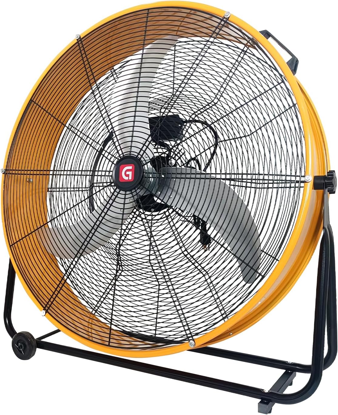 Qeetex Industrial High Velocity Drum Fan 36 Inch 11756 CFM Portable Floor Fan with 3 Speed Control 360 Degree Adjustable Tilt All Metal Construction Aluminum Blades for Warehouse Garage Basement Workshop Gym